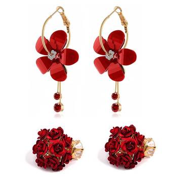 Red diamond combo-earrings 1