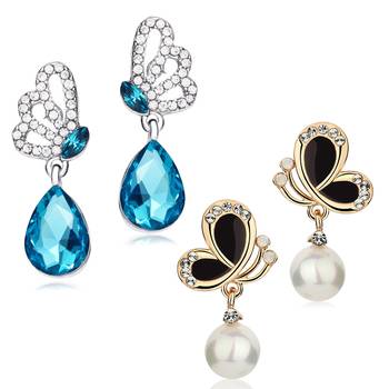Blue pearl combo-earrings 1