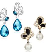 Blue pearl combo-earrings