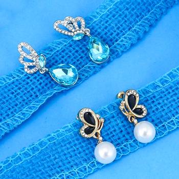 Blue pearl combo-earrings 2