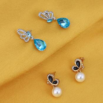 Blue pearl combo-earrings 3