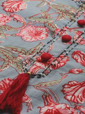 Light-blue floral print cotton kurta with palazzo 2
