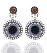 Black Stone Studded Silver Earring Drop For Women
