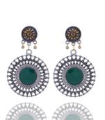 Green Stone Stud Silver Earring Drop For Women