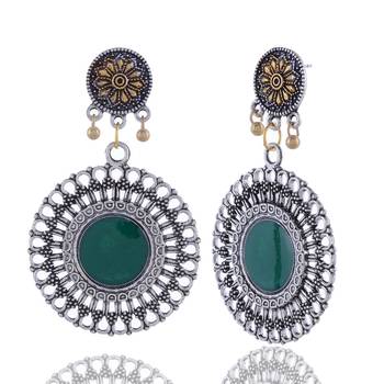 Green Stone Stud Silver Earring Drop For Women 2