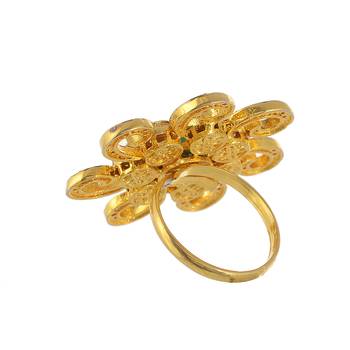 Big Red Brass Kundan Polki Traditional Cocktail Ring For Women 3