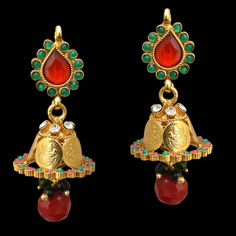 Traditional Indian Bollywood Jewelry Set Pearl Polki Golden Coin Necklace Set