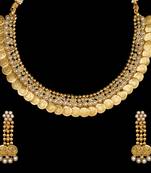 Ethnic Indian Bollywood Jewelry Set Golden Coin Pearl Necklace Set