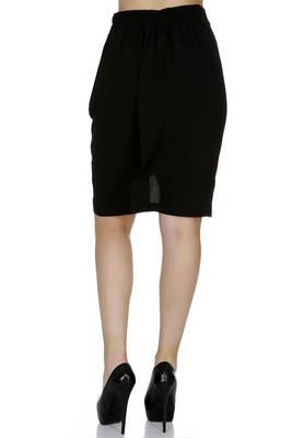 Black Solid Knee Length Skirt 3