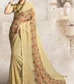 Beige printed georgette saree with blouse