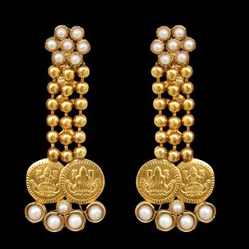 Ethnic Indian Bollywood Jewelry Set Golden Coin Pearl Necklace Set 2
