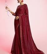 Maroon printed chiffon saree with blouse