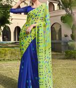 Blue printed georgette saree with blouse