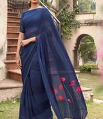 Blue printed georgette saree with blouse