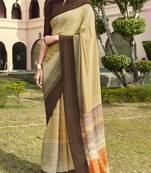 Beige printed georgette saree with blouse