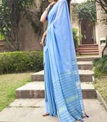Sky blue printed georgette saree with blouse