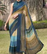 Beige printed georgette saree with blouse