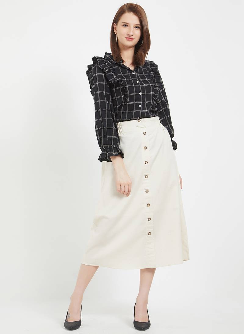 Beige Skirt With Big Buttons 109F Fusion Beats 3195053