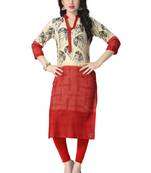 Red printed cotton cotton-kurtis