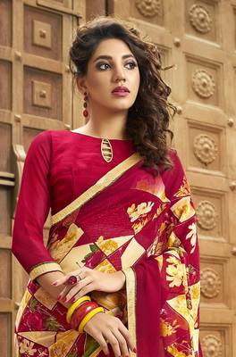Multicolor printed georgette saree with blouse 2