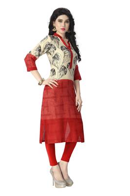 Red printed cotton cotton-kurtis 3