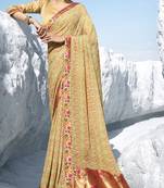 Beige printed georgette saree with blouse