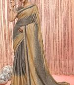 Grey printed chiffon saree with blouse