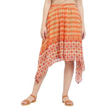 Orange Printed High Low Skirt 1