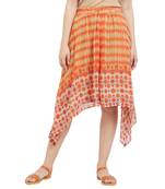 Orange Printed High Low Skirt