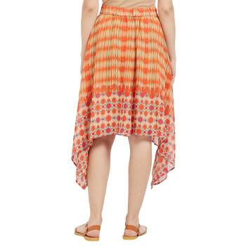 Orange Printed High Low Skirt 3