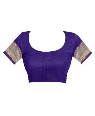 Purple woven banarasi cotton saree with blouse 4