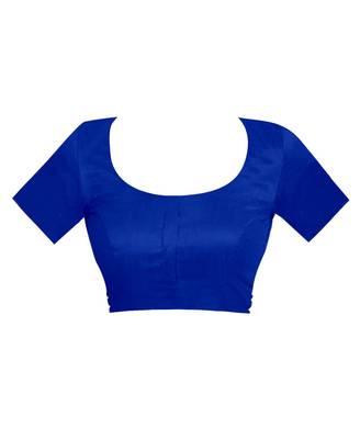 Blue woven banarasi cotton saree with blouse 4