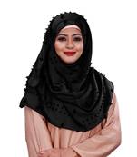 Pom Pom Black Color Viscose Cotton Arabian Scarf Hijab For Women