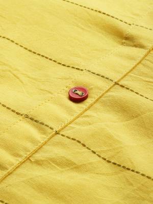 Yellow woven cotton ethnic-kurtis 2