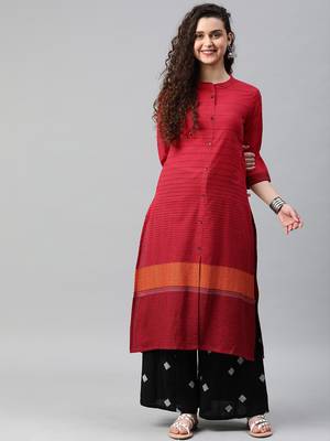 Red woven cotton ethnic-kurtis 1
