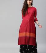 Red woven cotton ethnic-kurtis