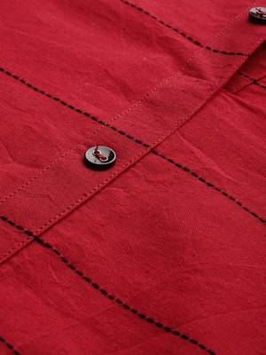 Red woven cotton ethnic-kurtis 2