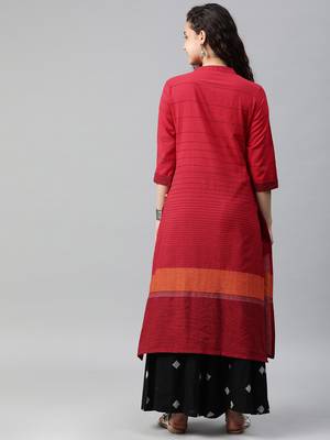 Red woven cotton ethnic-kurtis 3