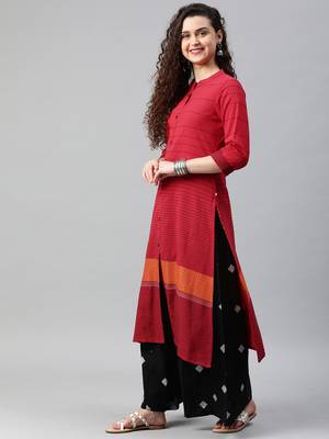 Red woven cotton ethnic-kurtis 4