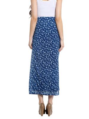 Blue Printed Long Skirt 2