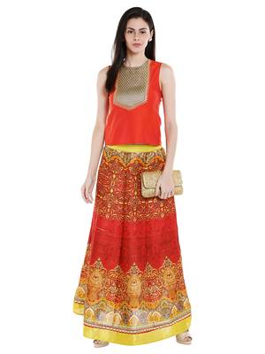 Printed Long Festive Skirt 4