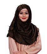 Brown Color Casual Wear Pom Pom Viscose Cotton Arabian Scarf Hijab For Women