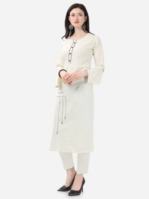 off white Cotton  Stitched straight kurta 3