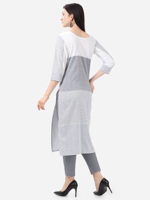 white Cotton  Stitched straight kurta 2