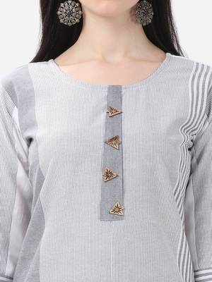 white Cotton  Stitched straight kurta 4