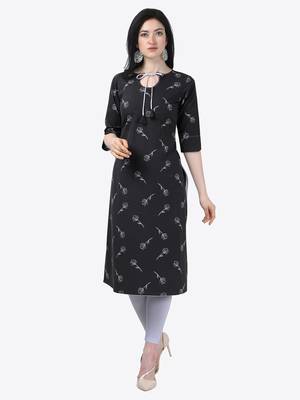 black Rayon Stitched straight kurta 1