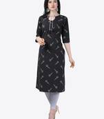 black Rayon Stitched straight kurta