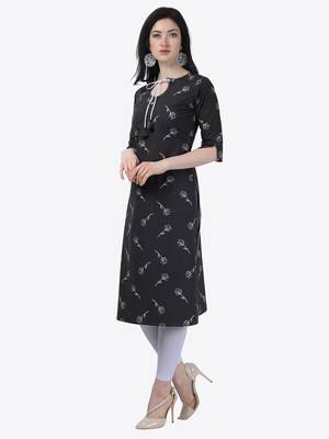 black Rayon Stitched straight kurta 3