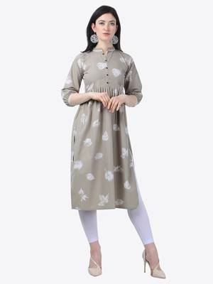 grey Rayon Stitched straight kurta 1