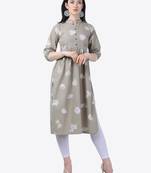 grey Rayon Stitched straight kurta